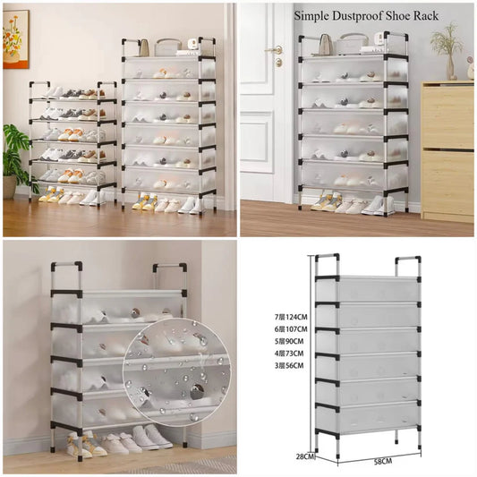 Premium Quality Stainless Steel 5 Layers Dustproof Shoes Rack