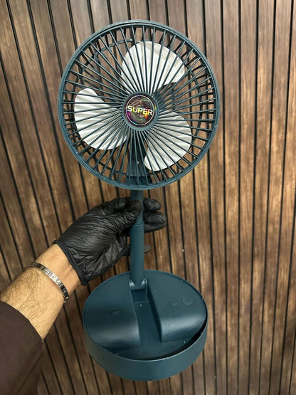 Folding Telescopic Fan USB Rechargeable Floor Fan for Student Dormitory Home Outdoor Camping Office Desktop