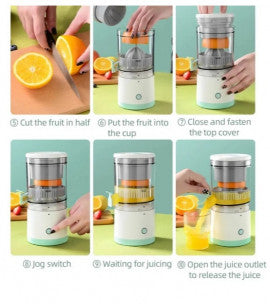 Electric Citrus Juicer, Rechargeable Juicer Machine with USB Cable and  Touch Button, Automatic Orange Lime Lemon Grapefruit Squeezer, Easy to Clean Portable Juicer, White