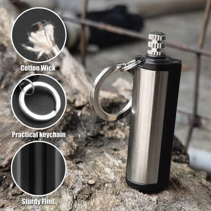 Steel Fire Starter Flint Match Lighter Keychain Camping Emergency Gear Survival