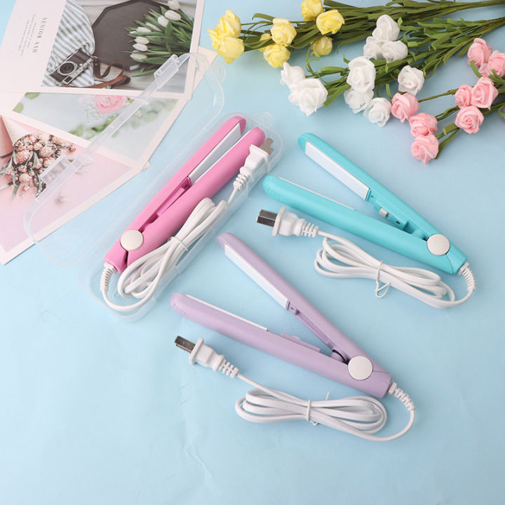 Mini Hair Straightener Curling Wand Curly Ceramic Curler Straight Dual Purpose Hair Styling 2 in 1