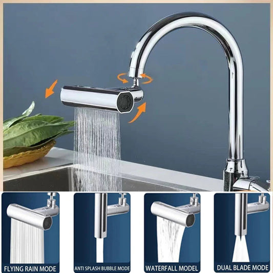 Kitchen Faucet - 4 in 1 360° Swivel Faucet Waterfall Faucet 4 Function Water Saving Kitchen Sink Faucet Bathroom Faucet