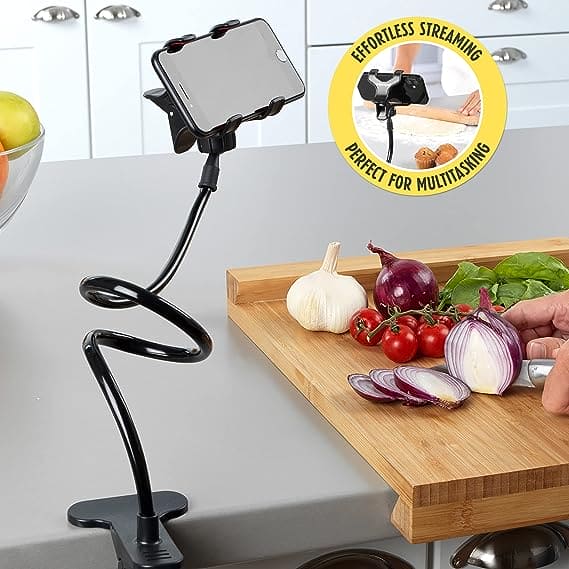 Gooseneck Phone Holder,Universal 360 Flexible Mobile Phone Stand Lazy Bracket,DIY Adjustable Long Arms Clip Mount for Smartphone Gooseneck Phone Mounts for Bed/Desk