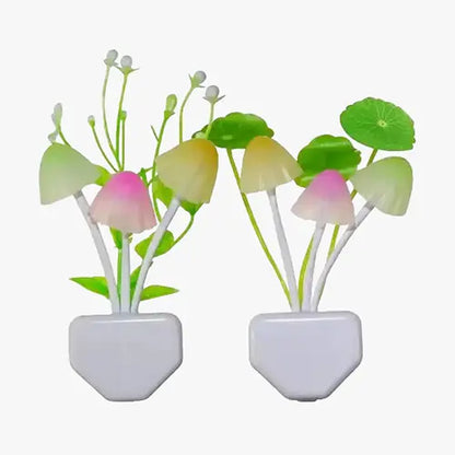 (Pack of 2) Cute Mushroom LED Night Light Dimming Sensor Wall Lamp For Home Decor