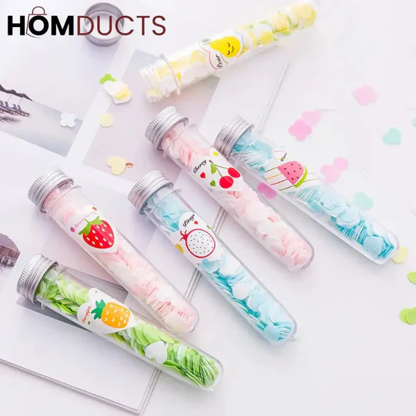 Disposable Flower Paper Soap with Plastic Bottle - 100 Pcs inside Tube