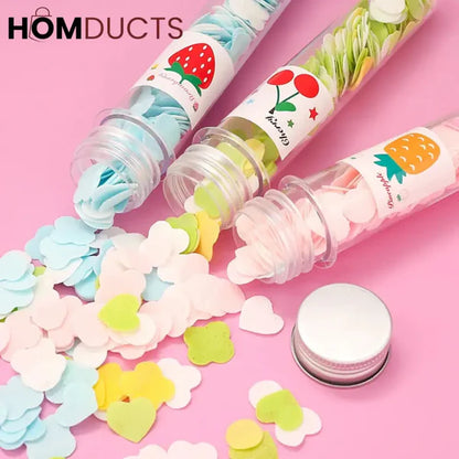 Disposable Flower Paper Soap with Plastic Bottle - 100 Pcs inside Tube