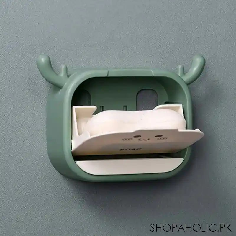 Wall-Mounted Deer-Shaped Soap Box with Flip Drain and Tray. Elevate your bathroom with this charming and practical addition. Keep your soap dry and your countertop tidy