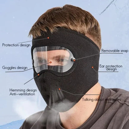 Windproof Anti Dust Full Face Masks Cycling Ski Breathable Masks Eye HD Anti Fog Goggles Hood Cover Winter Warm Hat Caps