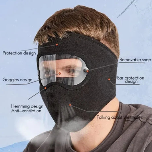Windproof Anti Dust Full Face Masks Cycling Ski Breathable Masks Eye HD Anti Fog Goggles Hood Cover Winter Warm Hat Caps